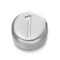 7mm silver stainless steel round flat bead with engraved number 1 for DIY jewelry making - Number 1 / 1 Piece / Steel