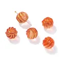 Orange iridescent glass watermelon beads with gold foil foil swirl for DIY jewelry - 5 Pieces (12.5x12.5mm) / Orange Red
