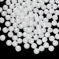 Glossy white ABS rose flower beads with 3D petals for DIY jewelry making - 8MM (100 Pieces/Pack) / White