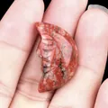 Handcarved natural red jasper stone crescent moon face pendant for DIY crafts - Sesame Stone