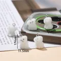 Mini white flocked puppy charms for DIY keychains and bags featuring a soft velvet finish - Dog with Tilted Head