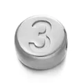 7mm silver stainless steel round bead featuring number 3 for DIY jewelry making - Number 3 / 1 Piece / Steel