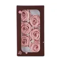 Preserved rose gift box featuring 6 pieces of high-quality pink roses in a brown box - Large Floral / Light Pink