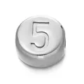 7mm vacuum-plated stainless steel round bead with engraved number 5 for DIY jewelry - Number 5 / 1 Piece / Steel