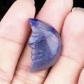 Lapis lazuli moon face carving for DIY crafts with natural blue mineral textures - Blue Aventurine