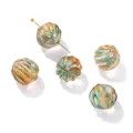 Rainbow watermelon glass beads with spiral gold lines for DIY jewelry making - 5 Pieces (12.5x12.5mm) / Jade Brown Blue