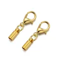 Golden lobster clasp and cord end set for DIY necklace and bracelet jewelry making - 3*22mm/Aperture 2.5mm / Gold