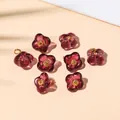 Translucent purple flower pendants with gold centers for DIY jewelry making - 10x10mm / Grape Purple