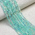 Faceted mint green crystal beads with AB rainbow coating for DIY jewelry making - (4*4.5mm/Hole 1mm) 1 Strand (Approx. 80 Pcs) / Lake Green