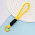 Cordino universale in poliestere intrecciato giallo con impugnatura nera e anello - Stile Contrasto Giallo Brillante Nero (Stile 12)