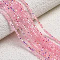 Faceted light pink crystal glass beads with AB rainbow coating for DIY jewelry making - (4*4.5mm/Hole 1mm) 1 Strand (Approx. 80 Pcs) / Light Pink