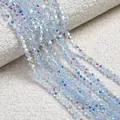 Light blue bicone faceted crystal beads with iridescent AB coating for DIY jewelry - (4*4.5mm/Hole 1mm) 1 Strand (Approx. 80 Pcs) / Blue