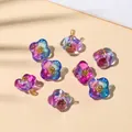 Translucent flower charm in purple blue pink gradient for DIY jewelry making - 10x10mm / Rose Blue