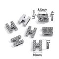 Perlina a scorrimento lettera H in lega d'argento con strass per bracciali DIY - Lettera H