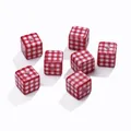 Perline a cubo in acrilico con motivo a quadretti bianchi e rossi per gioielli fai da te - 5 Pezzi/Confezione (14x14.5mm/Diametro del foro 3.9mm) / Rosso scuro