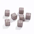Brown gingham checkered acrylic cube beads for DIY jewelry and keychain making - 5 Pieces/Pack (14x14.5mm/Hole Diameter 3.9mm) / Khaki