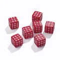 DIY cubic acrylic beads with red and white gingham pattern for jewelry making - 5 Pieces/Pack (14x14.5mm/Hole Diameter 3.9mm) / True Red