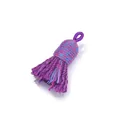 Handmade dark purple cotton tassel charm with blue silk thread wrap for DIY crafts - 2 Pieces/Pack (4-5cm / 3mm Hole) / No.37 Blue Rose Red + Purplish Red Tassel