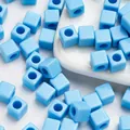 7mm light blue square large hole beads for DIY jewelry and bracelets - 100pcs Pack / Blue