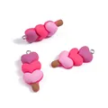 Ciondolo gelato a forma di cuore rosa in resina per fai-da-te con anelli in argento - Cuore Magenta