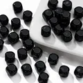 Glossy black 10mm acrylic cube beads with round indentations for DIY jewelry making - 10 Pieces/Pack (10x10mm/Hole 2mm) / Black