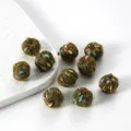 Fuzzy dark moss green wool felt pom pom with colorful specks for DIY craft jewelry - 15x18mm (Hole 5mm) / Army Green Spotted