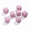 Pink and white checkered acrylic cube beads for DIY jewelry and bracelets - 5 Pieces/Pack (14x14.5mm/Hole Diameter 3.9mm) / Pink