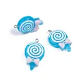 Ciondolo a lecca-lecca in resina blu con spirale bianca e fiocco rosa per portachiavi fai-da-te - Lecca Lecca Blu