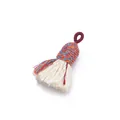 Handmade Tibetan style cream cotton tassel pendant with colorful thread wrap for DIY crafts - 2 Pieces/Pack (4-5cm / 3mm Hole) / No.39 Red/Yellow/Blue + Off White Tassel