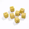 DIY yellow and white checkered acrylic cube beads for handmade jewelry accessories - 5 Pieces/Pack (14x14.5mm/Hole Diameter 3.9mm) / Yellow