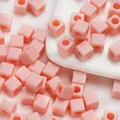 7mm square pink macaron-colored acrylic beads with large holes for DIY jewelry making - Orange Pink
