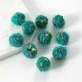 Peacock green multicolored tweed wool balls for DIY jewelry and crafts making - 15x18mm (Hole 5mm) / Lake Green Spotted