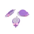 Ciondolo lecca-lecca a cuore in resina viola con glitter e fiocco rosa fai-da-te - Lecca Lecca Viola