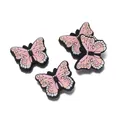Juego de cuatro dijes de mariposa de PVC 3D para zuecos y accesorios de DIY - Rosa