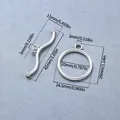 Detaillierte Maße der silbernen OT-Knebelverschlüsse für DIY-Schmuckherstellung - Gebogener Schlichter Kreis / 10 Sets