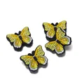 Set de 4 adornos de mariposa amarilla en PVC para zapatos y accesorios de bricolaje - Amarillo