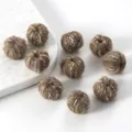 Handmade mixed earthy color wool felt pumpkin balls for DIY earring and pendant jewelry - 15x18mm (Hole 5mm) / Khaki Green