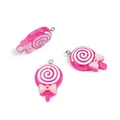 Set di 3 ciondoli a lecca-lecca in resina rosa con glitter e fiocchi per gioielli fai-da-te - Lecca-lecca Magenta