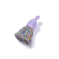 Handmade cotton tassel pendant in multicolor with purple woven loop for DIY jewelry - 2 Pieces/Pack (4-5cm / 3mm Hole) / No.54 Light Purple + Purple/Blue/Yellow Tassel