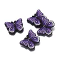 Set de 4 adornos de mariposa 3D en PVC lila y blanco para zuecos y manualidades DIY - Púrpura