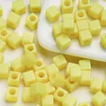 7mm yellow square macaron acrylic beads with large holes for DIY jewelry making - Yellow