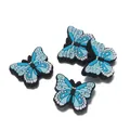 Amuletos de mariposa de PVC azul con textura 3D para joyas DIY y zapatos - Azul