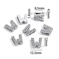 Ciondolo lettera W argento con strass per bracciali DIY e portachiavi - Lettera W