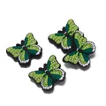 Set de 4 dijes de mariposa de PVC para zapatos y manualidades en verde vibrante y verde azulado - Verde