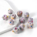 Handmade light purple wool felt pom pom ball with colorful spots for DIY jewelry - 15x18mm (Hole 5mm) / Pink White