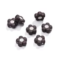 7 pieces of coffee brown acrylic flower spacer beads with white centers for DIY jewelry - (16*16.5mm/Hole 4mm) 5 Pieces / Black Brown