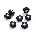 DIY black acrylic flower beads with white center for handmade jewelry making - (16*16.5mm/Hole 4mm) 5 Pieces / Black