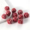 Multicolor fuzzy plush pom pom balls in red and pink for handmade DIY jewelry crafts - 15x18mm (Hole 5mm) / Red & White
