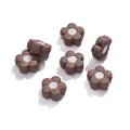 Brown and white flower acrylic beads for DIY necklaces and handmade bracelets - (16*16.5mm/Hole 4mm) 5 Pieces / Brown