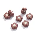 Brown and white flower acrylic spacer beads for handmade DIY jewelry bracelets - (16*16.5mm/Hole 4mm) 5 Pieces / Dusty Pink